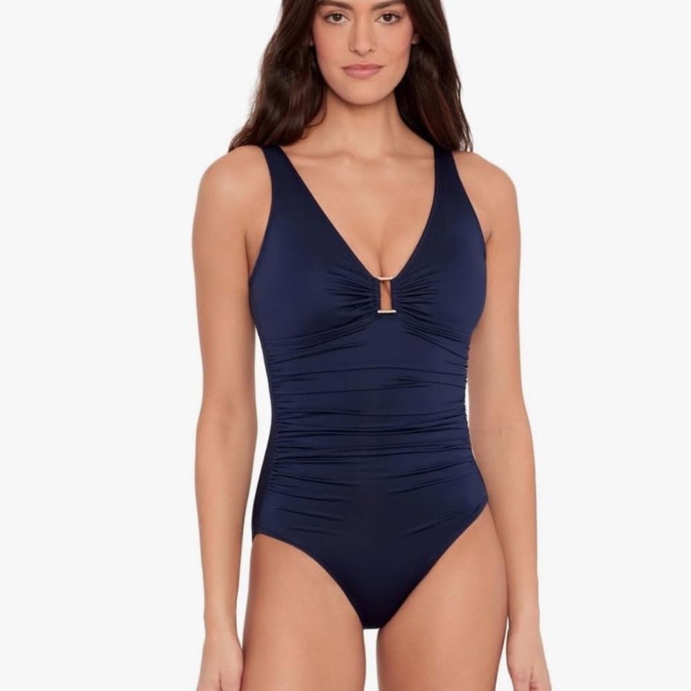 Ralph Lauren Ring Over the Shoulder Tummy Control One Piece Swimsuit - NWT